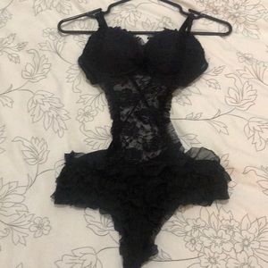 New! Sexy, black, lace bodysuit. Size medium.
